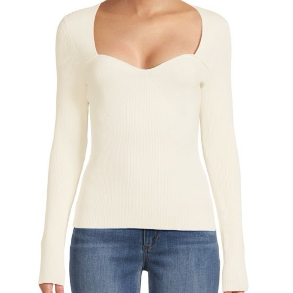 Veronica Beard Gladys Solid Rib Knit Sweater Ivory